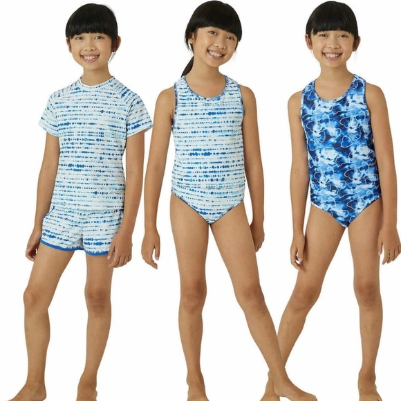 Eddie Bauer Girls Mix & Match Swim Set 4 Piece Reversable Tankini - Picture 2 of 4